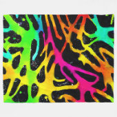 ネオカラフル（ばちゃばちゃ）跳ねる絵を描デザイン フリースブランケット (正面(横))