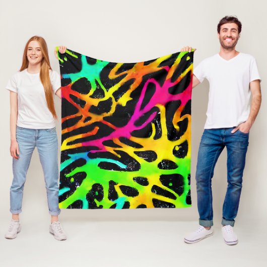 ネオカラフル（ばちゃばちゃ）跳ねる絵を描デザイン フリースブランケット (インサイチュ)