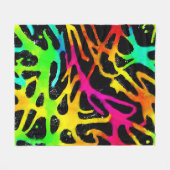 ネオカラフル（ばちゃばちゃ）跳ねる絵を描デザイン フリースブランケット (正面(横))