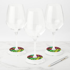 ネオカラフル(ばちゃばちゃ)跳ねる絵を描デザイン ワイングラスタグ