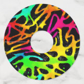 ネオカラフル（ばちゃばちゃ）跳ねる絵を描デザイン ワイングラスタグ (正面)