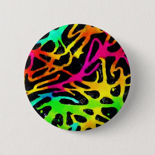 ネオカラフル(ばちゃばちゃ)跳ねる絵を描デザイン 缶バッジ (正面)