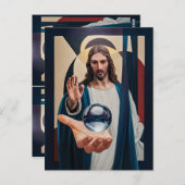 ネオキュビズムのエレガンスモダン抽象芸術壁にイエス ポストカード (正面/裏面)