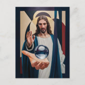 ネオキュビズムのエレガンスモダン抽象芸術壁にイエス ポストカード (正面)