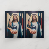 ネオキュビズムのエレガンスモダン抽象芸術壁にイエス 箔グリーティングカード (内側レイダウン)