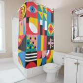 ネオジオメトリックカラフルシェイプイラストレーション シャワーカーテン (インサイチュ)
