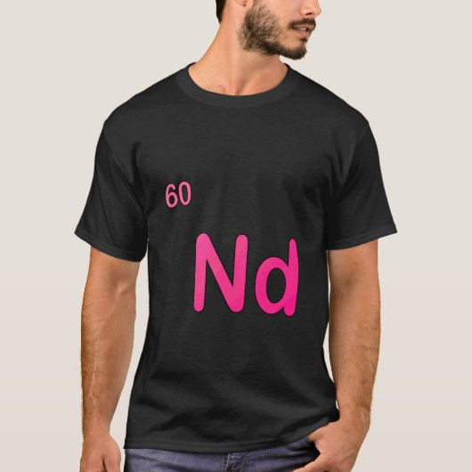 ネオジム Nd 周期表 元素 磁力 Tシャツ (正面)