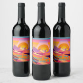 ネオパーソナライズされたジオサンセットランドスケープ ワインラベル (ボトル)