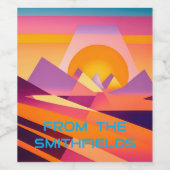 ネオパーソナライズされたジオサンセットランドスケープ ワインラベル (シングルラベル)