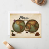 ネオビクトリアンワールドトラベラーアトラススタームパンクの地図 ノートカード (正面/裏面インサイチュ)