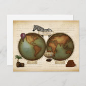 ネオビクトリアンワールドトラベラーアトラススタームパンクの地図 ノートカード (正面/裏面)