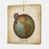 ネオビクトリアンワールドマップスチームパンク航空機2面 セラミックオーナメント (左)