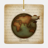 ネオビクトリアンワールドマップスチームパンク航空機2面 セラミックオーナメント (裏面)