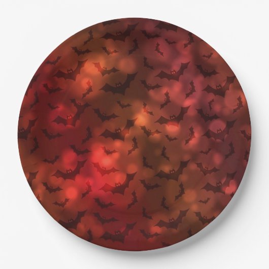 ネオファンキー不気味こうもりハッピーハローウィン紙プレート ペーパープレート (正面)