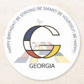 ネオプラスティシズム・アート・クール・モノグラム。レターG ラウンドペーパーコースター (正面)