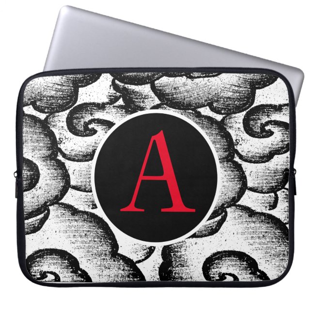 ネオプレンスリーブ日本のクラウドパターンDIY文字 ラップトップスリーブ (正面)