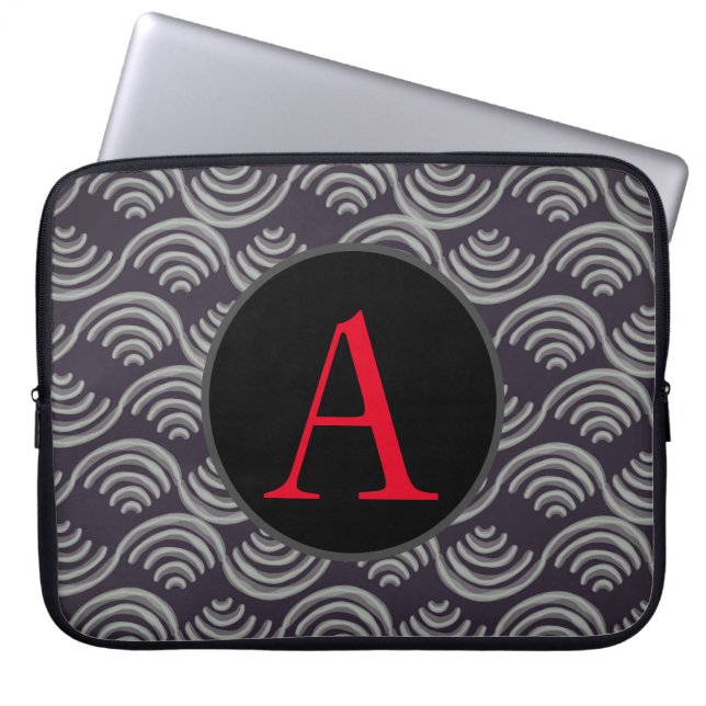 ネオプレンスリーブDIYイニシャル日本の波デザイン ラップトップスリーブ (正面)