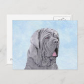 ネオポリタン・マスチフ絵画のオリジナル・ドッグ・アート ポストカード (正面/裏面)