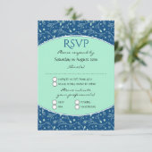 ネオミントクラシックーブルーエレガントモダンフローラ 出欠カード (スタンド正面)