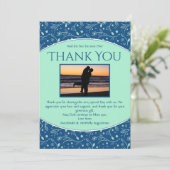 ネオミントクラシックーブルーカスタムフォトモダンフローラ サンキューカード (スタンド正面)