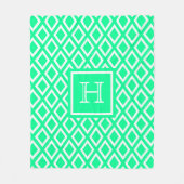 ネオミントグリーンダイヤモンドパターンファミリーモノグラム フリースブランケット (正面)