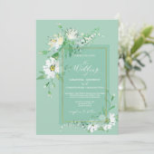 ネオミントグリーン素朴金ゴールド絵を描フローラ結婚ズ 招待状 (スタンド正面)