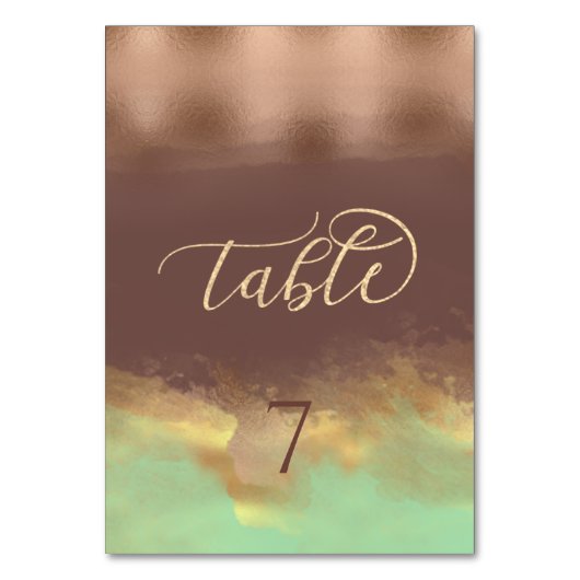 ネオミントシナモンバラ金ゴールド箔水彩 テーブルナンバー (正面)