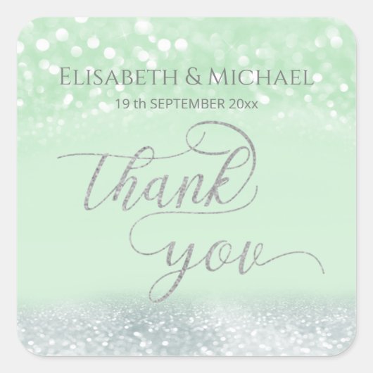 ネオミントシルバーシックきらびやかなトレンディー書道 スクエアシール (正面)