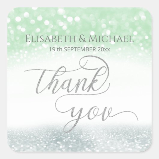 ネオミントシルバーシックきらびやかなトレンディー書道 スクエアシール (正面)