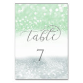 ネオミントシルバー シックなグリッター トレンディーなカリグラフィー テーブルナンバー (裏面)