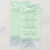 ネオミントシルバー シック グリッタリー トレンディー カリグラフィー メニュー (正面/裏面)