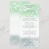 ネオミントシルバー シック グリッタリー トレンディー カリグラフィー メニュー (正面/裏面)