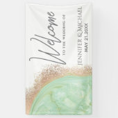 ネオミントバラ金ゴールド大理石瑪瑙の書道 横断幕 (縦)