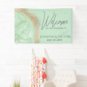 ネオミントバラ金ゴールド大理石瑪瑙の書道 横断幕 (インサイチュ)