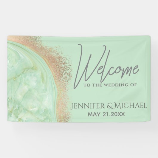 ネオミントバラ金ゴールド大理石瑪瑙の書道 横断幕 (横)