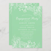 ネオミントホワモダンイトフローラ婚約パーティ 招待状 (正面/裏面)