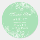 ネオミントモダンホワイトフローラ結婚ズサンキュー ラウンドシール (正面)