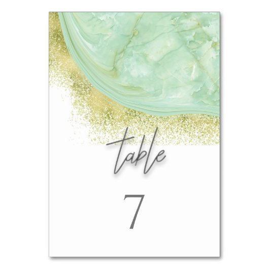 ネオミント金ゴールド大理石瑪瑙の書道エレガント テーブルナンバー (正面)