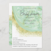 ネオミント金ゴールド大理石瑪瑙の書道 招待状 (正面/裏面)