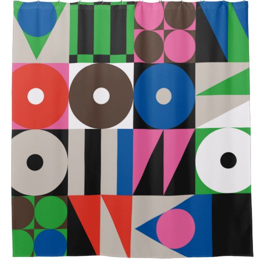 ネオモダニズムの絵柄抽象芸術g シャワーカーテン (正面)