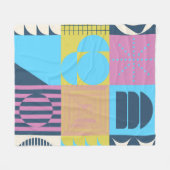 ネオモダニズムの絵柄抽象芸術g フリースブランケット (正面(横))