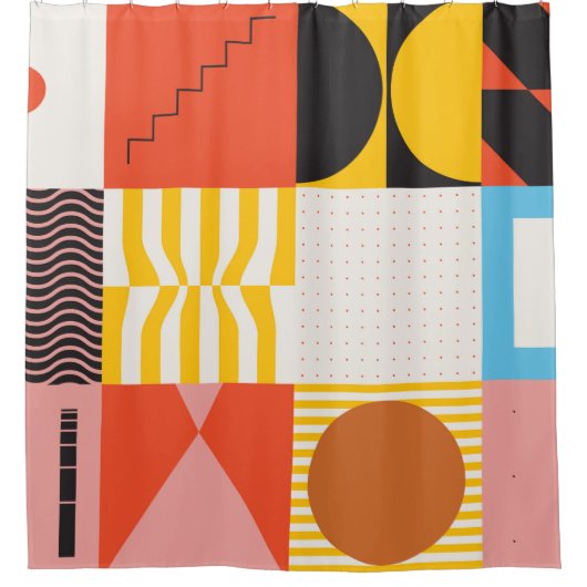 ネオモダニズムの絵柄 – 抽象芸術v シャワーカーテン (正面)