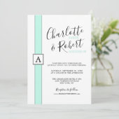 ネオモダンミントグリーンモノグラム結婚ズ 招待状 (スタンド正面)