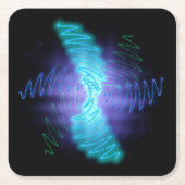 ネオモダンン白熱［赤熱］光を放つ音波 スクエアペーパーコースター (正面)