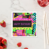 ネオンおもしろいはっきりしたブッカラフルク80年代のパーティー スタンダードカクテルナプキン (インサイチュ)