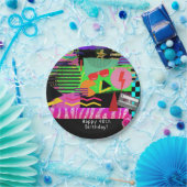 ネオンおもしろいはっきりしたブッカラフルク80年代のパーティー ペーパープレート (パーティー)