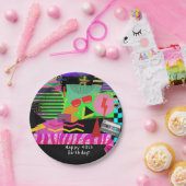 ネオンおもしろいはっきりしたブッカラフルク80年代のパーティー ペーパープレート (パーティー)