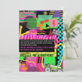 ネオンおもしろいはっきりしたブッカラフルク80年代のパーティー 招待状 (スタンド正面)