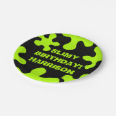 ネオンおもしろいグリーンスライム名前をカスタムする誕生日 ペーパープレート (アングル)