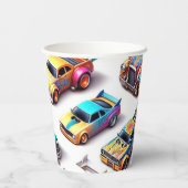 ネオンおもちゃ車の誕生日パーティセット 紙コップ (裏面)